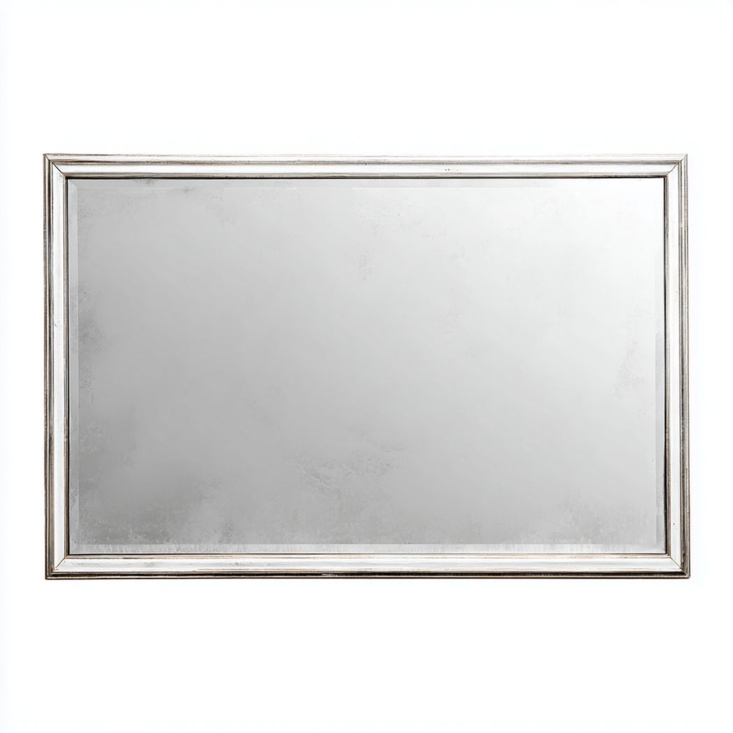 Miroir rectangulaire horizontal avec cadre métallique argenté