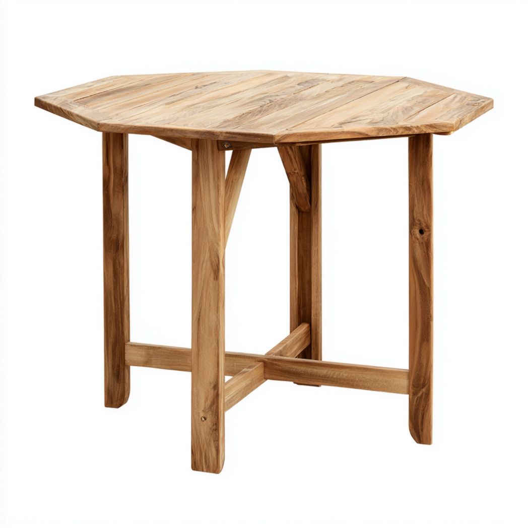 Table octogonale en bois massif naturel