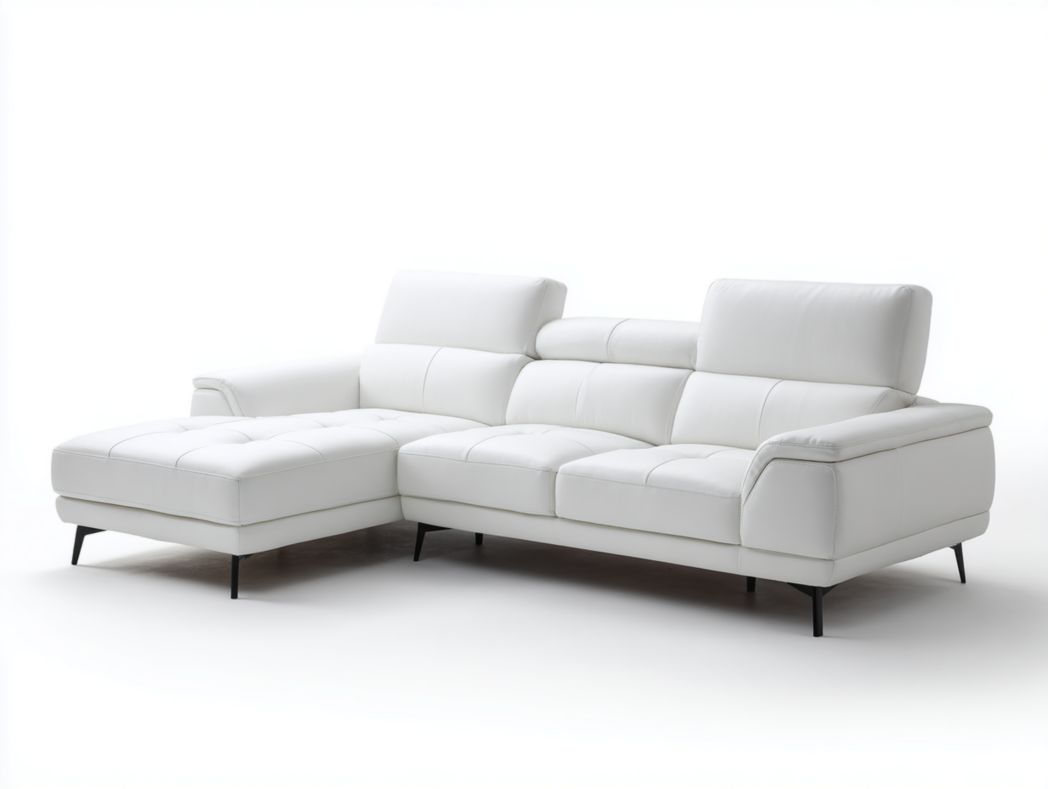 Canapé d’angle en similicuir blanc 3 dossiers