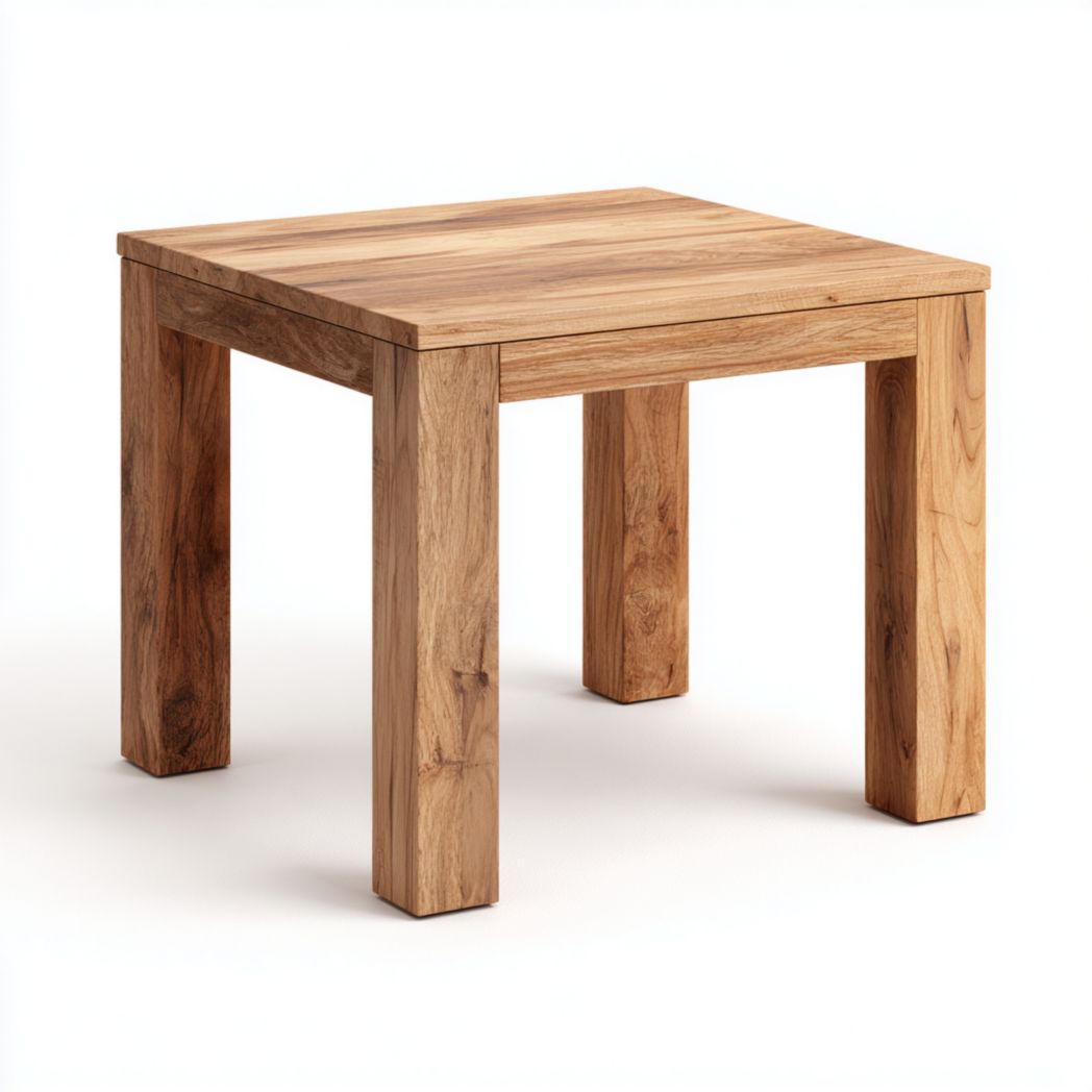 Table carrée en bois massif couleur naturelle