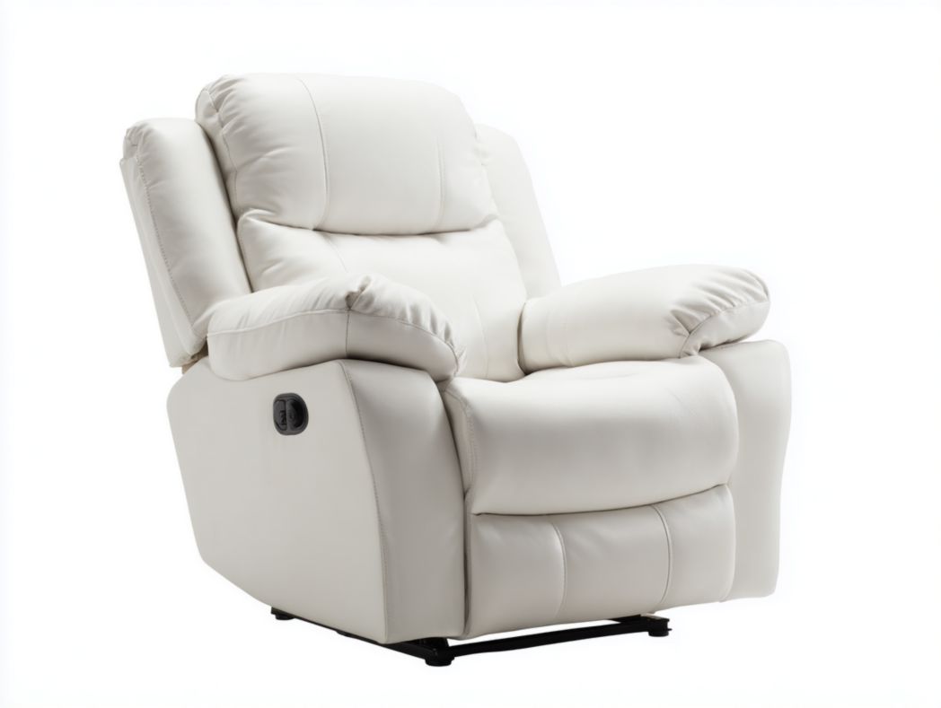 Fauteuil inclinable en cuir blanc cassé