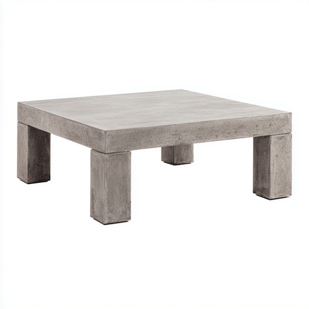 Table basse carrée béton gris sans tiroirs ni portes