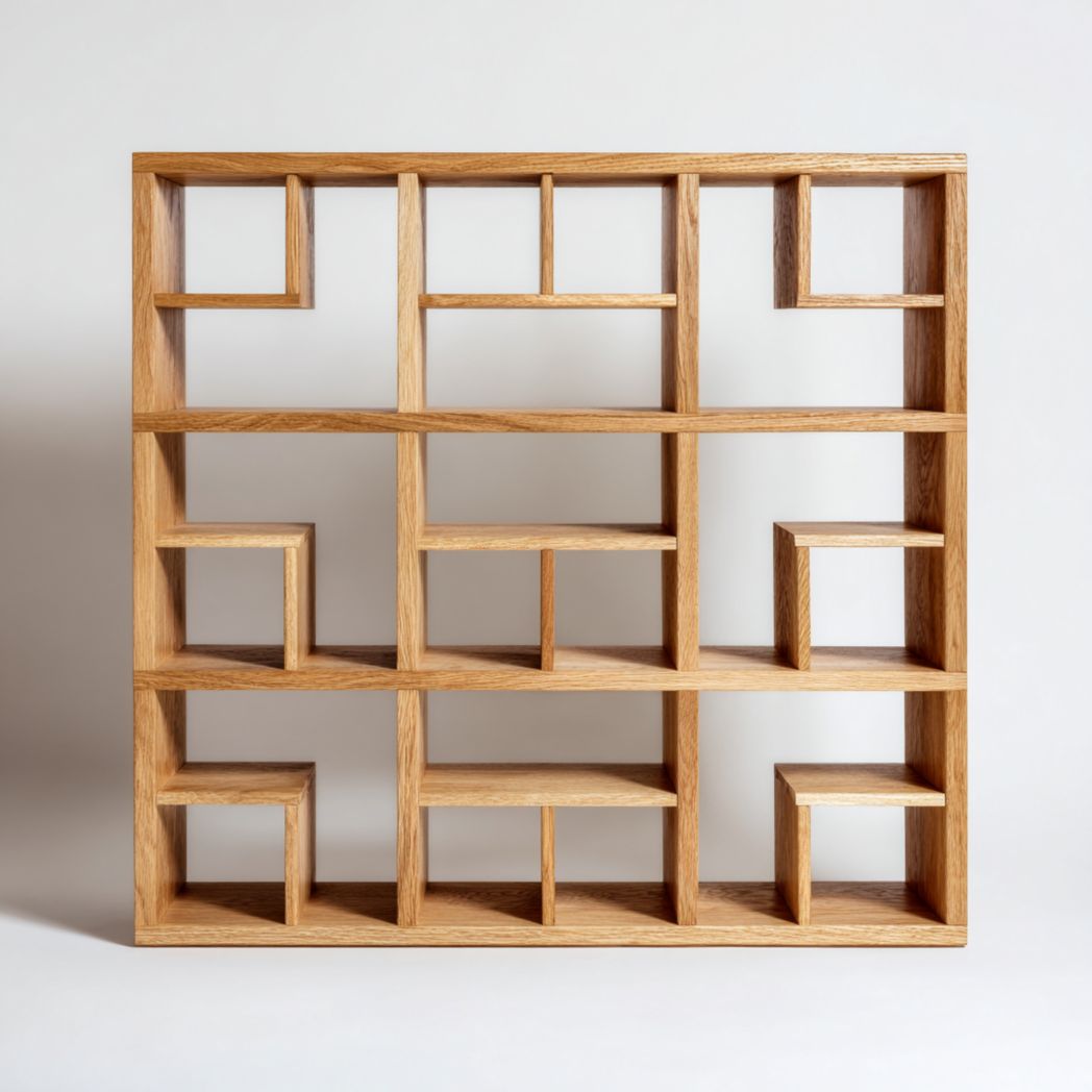 Bibliothèque ouverte à plusieurs grilles avec cloisons irrégulières