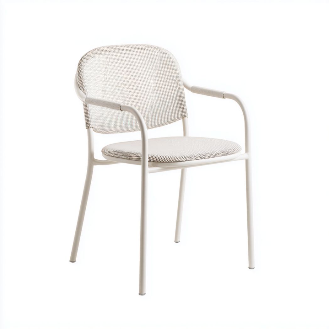 Chaise de jardin en métal blanc avec dossier en maille