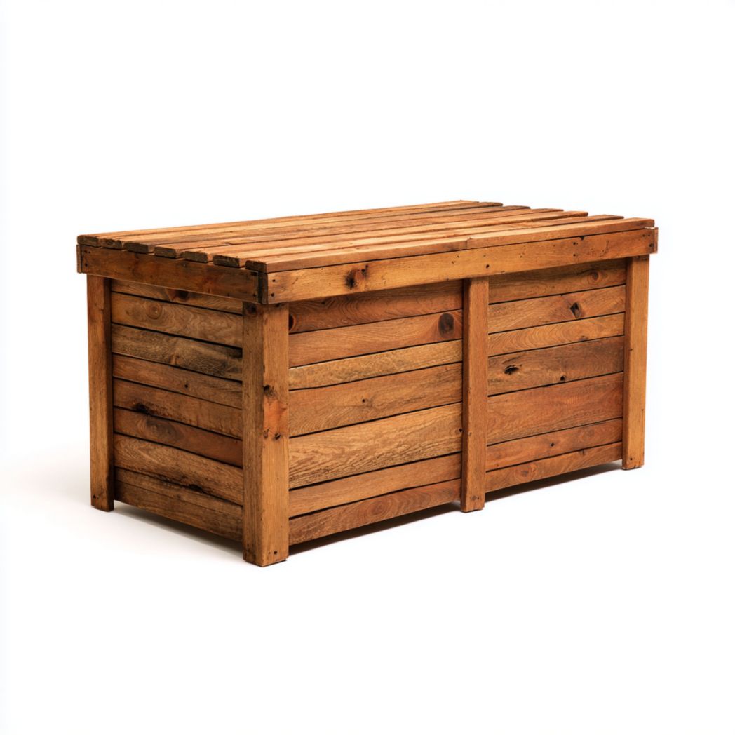 Coffre de jardin rectangulaire en bois brun avec couvercle rabattable