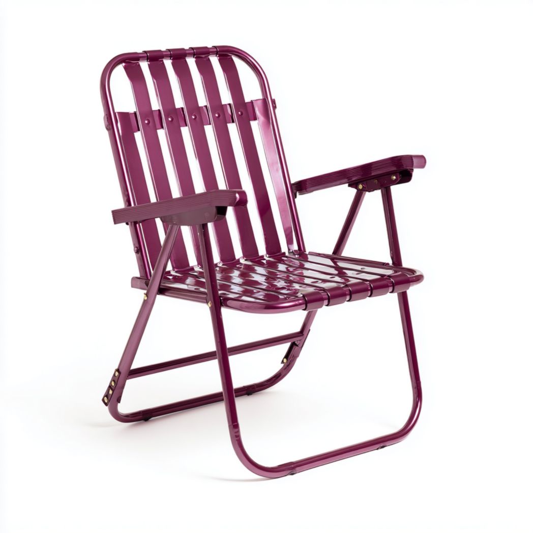 Chaise de jardin pliante violette en métal à lattes