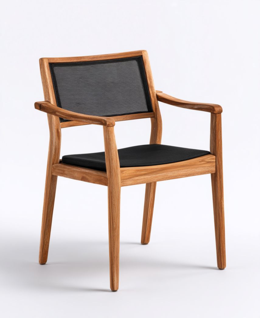 Chaise de jardin en bois avec dossier et assise noirs