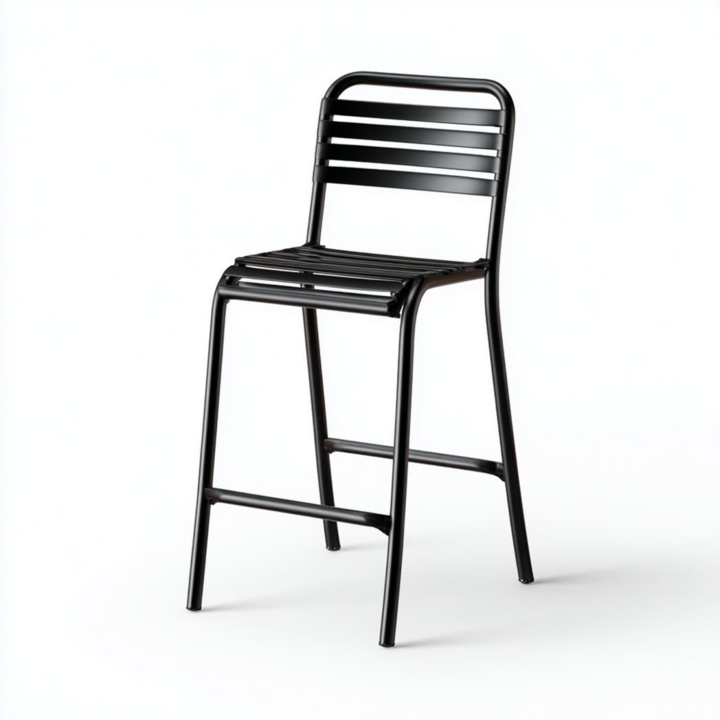 Chaise de jardin haute en métal noir à lattes