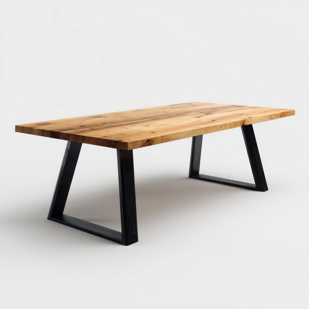 Table à manger rectangulaire en bois massif avec piètement métallique noir