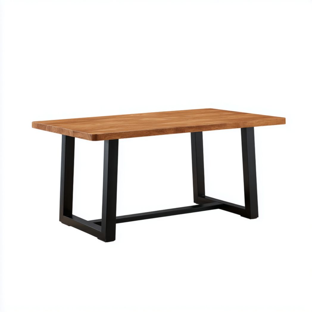 Table à manger rectangulaire plateau bois cadre métal noir