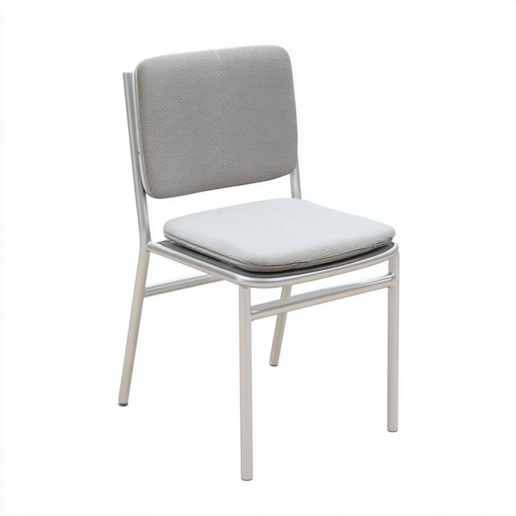 Chaise de jardin en métal gris clair avec assise en tissu