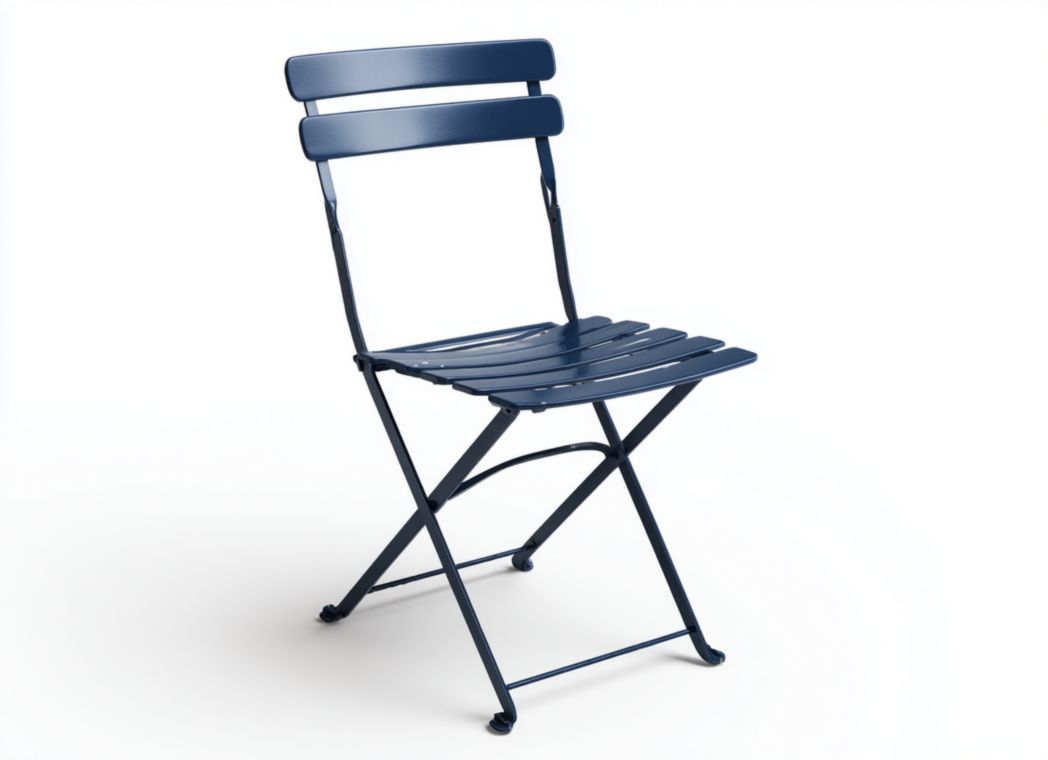 Chaise de jardin pliante en métal bleu foncé
