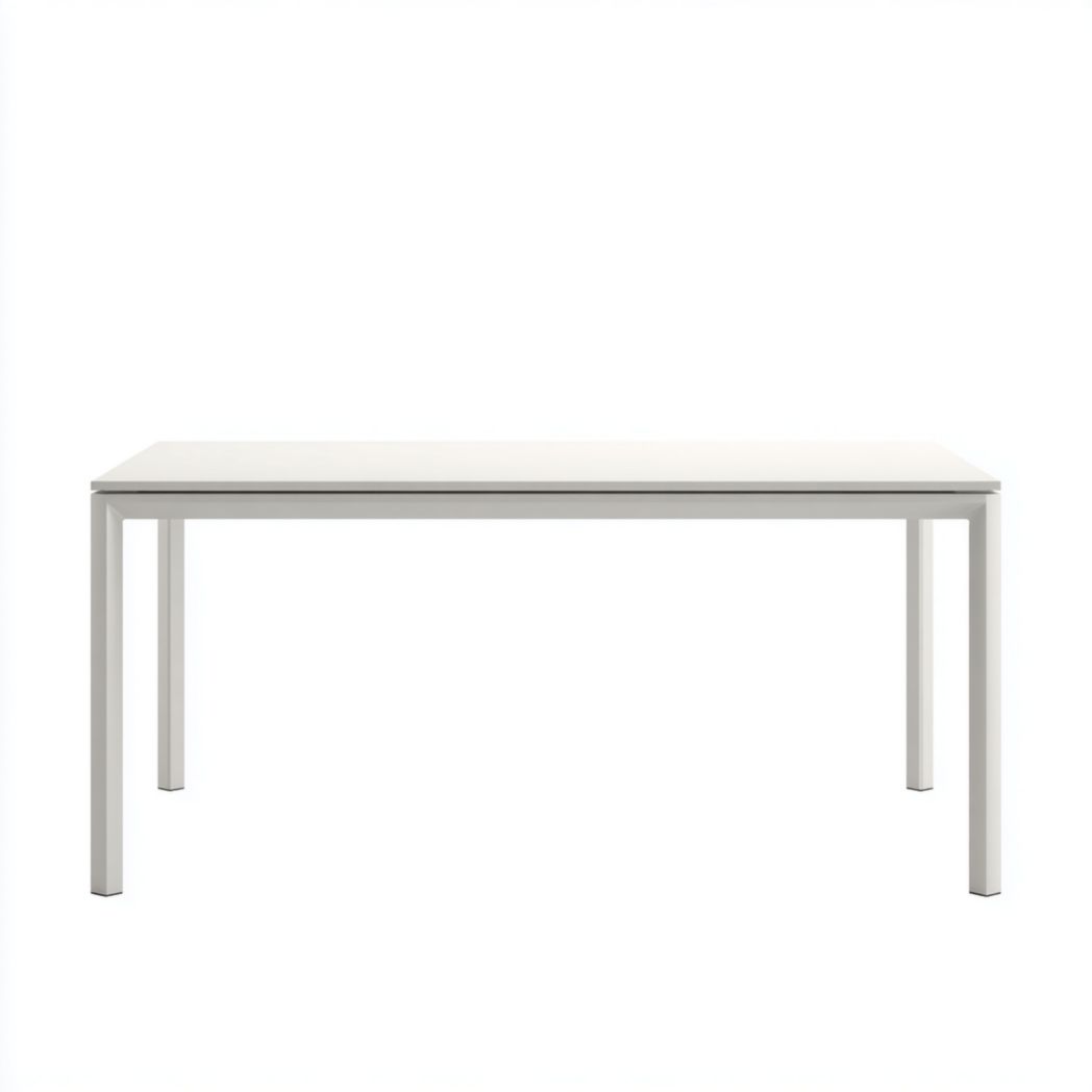 Table à manger rectangulaire blanche avec structure en métal