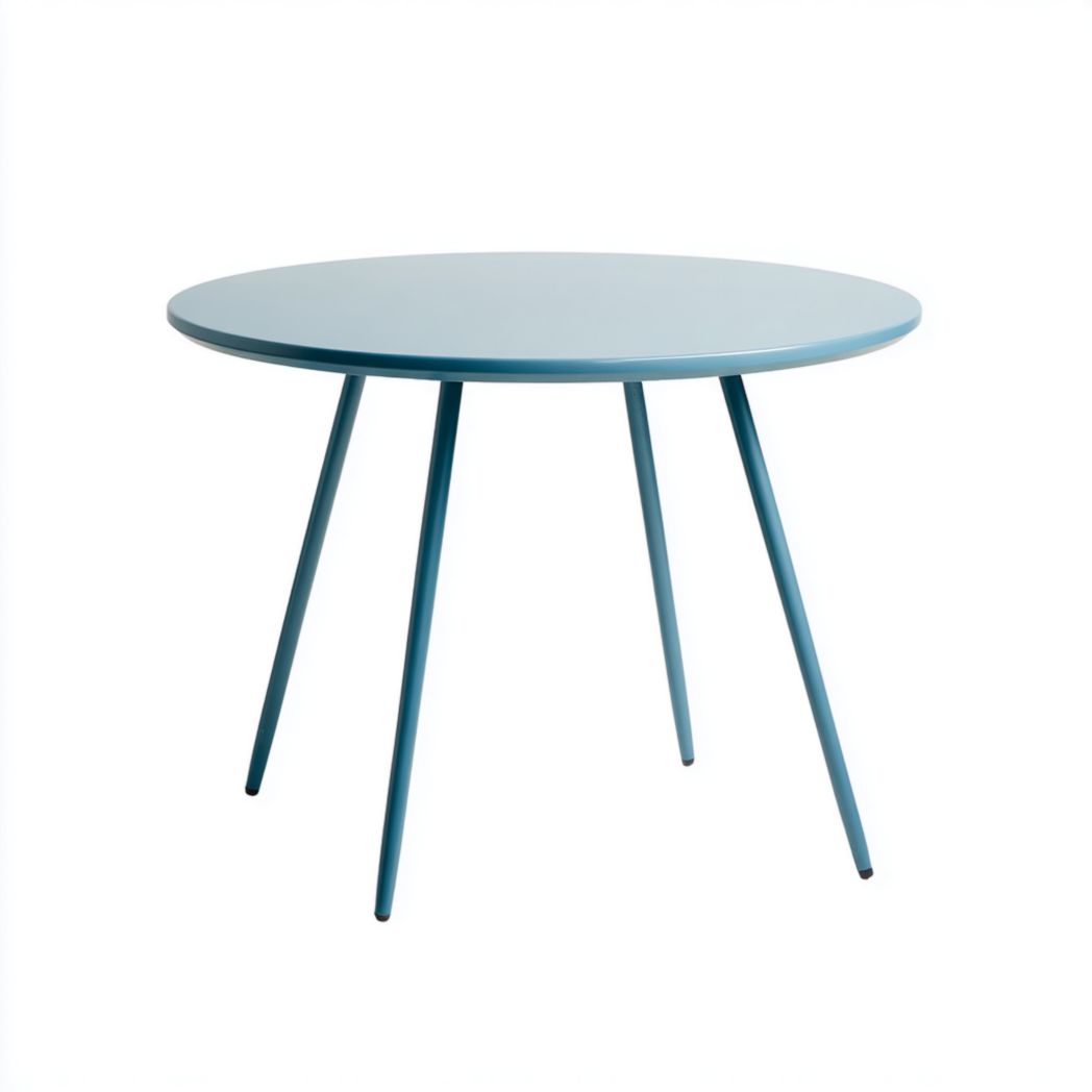Table de jardin ronde en métal bleu