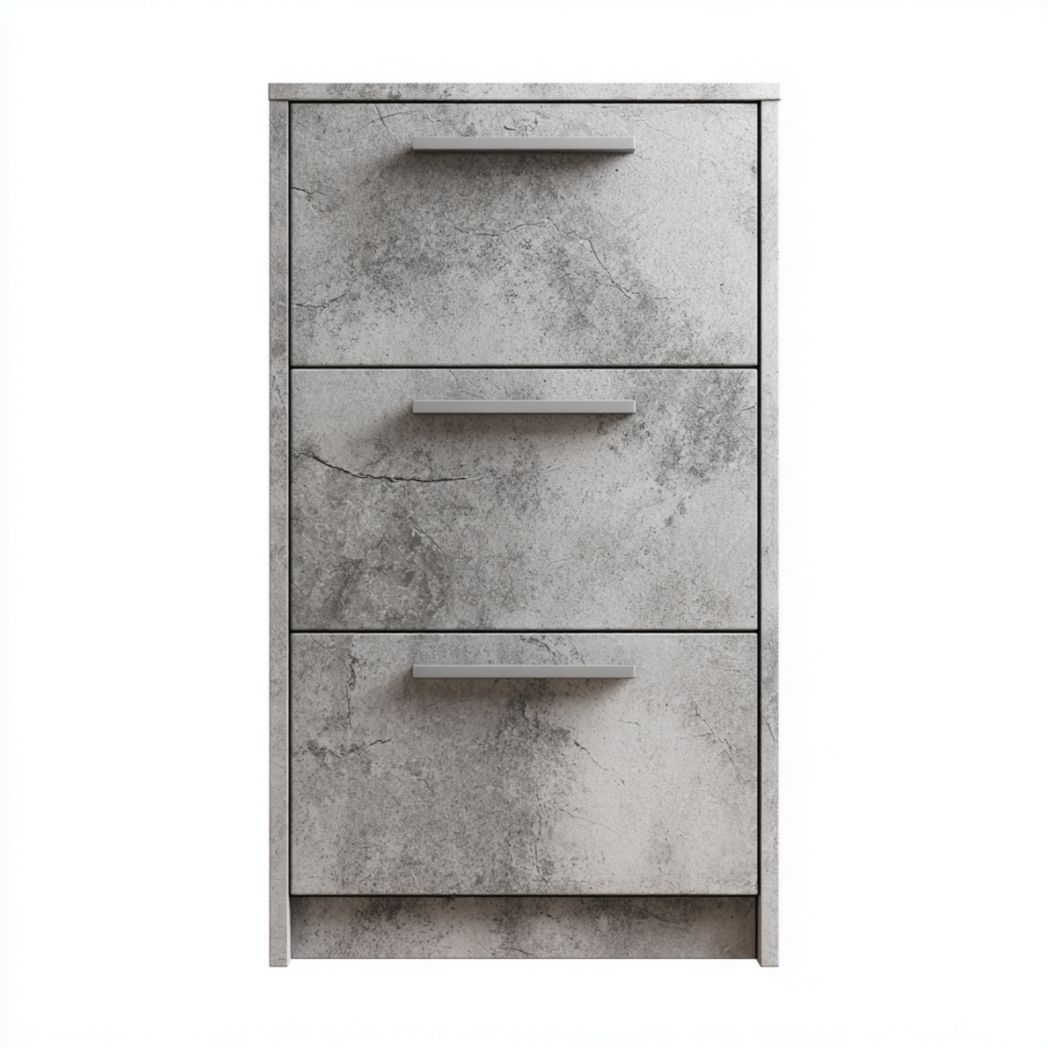 Meuble à chaussures gris effet pierre à trois tiroirs