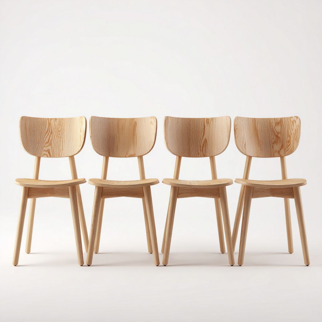 Lot de 4 chaises en bois massif finition naturelle