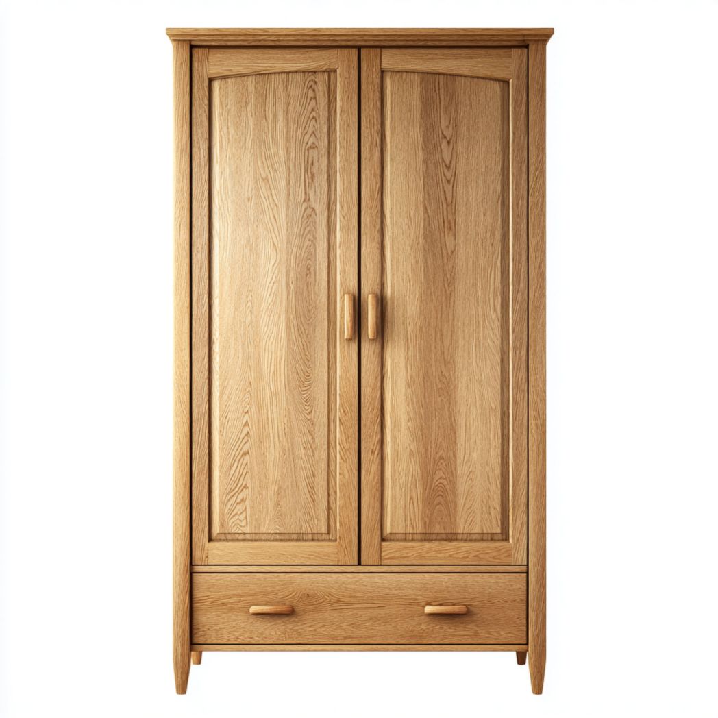 Armoire deux portes en bois｜finition chêne clair avec tiroir