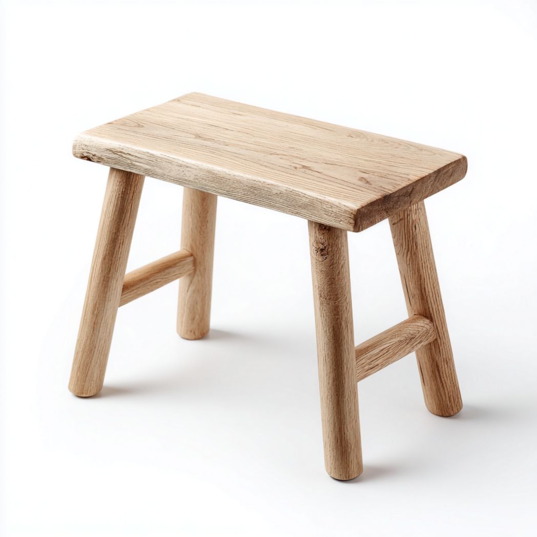 Tabouret rectangulaire en bois naturel
