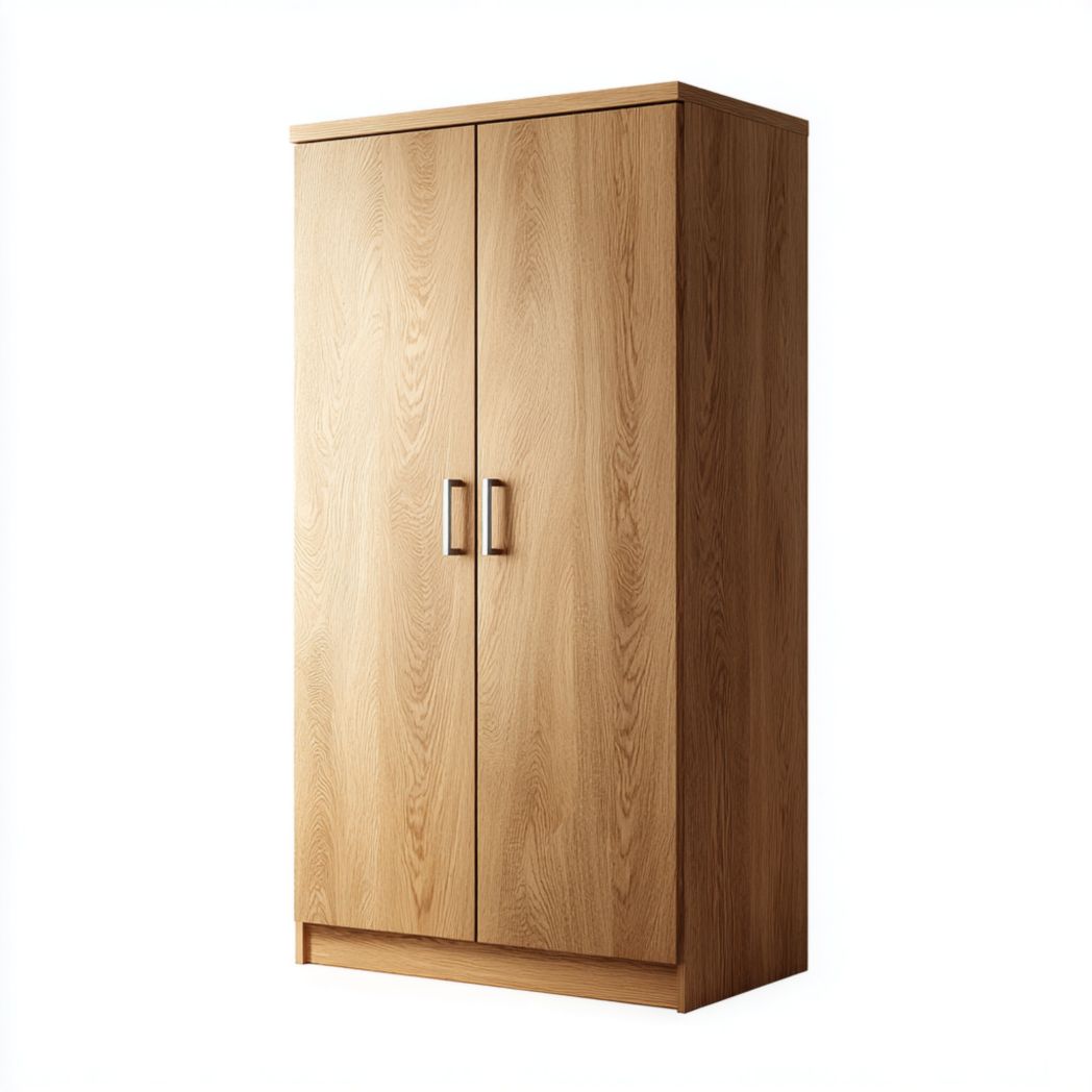 Armoire deux portes en bois｜forme rectangulaire avec poignées métalliques
