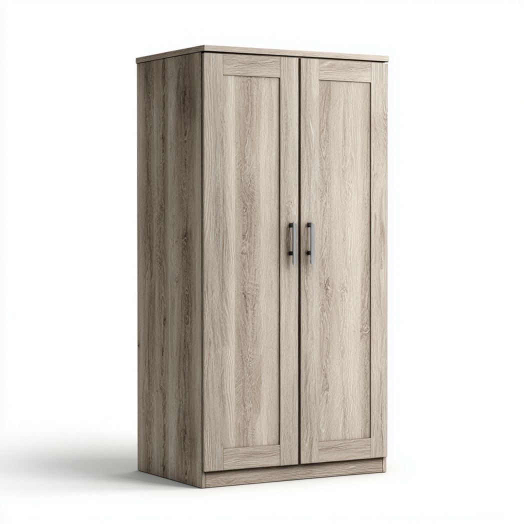 Armoire en bois chêne gris clair à deux portes