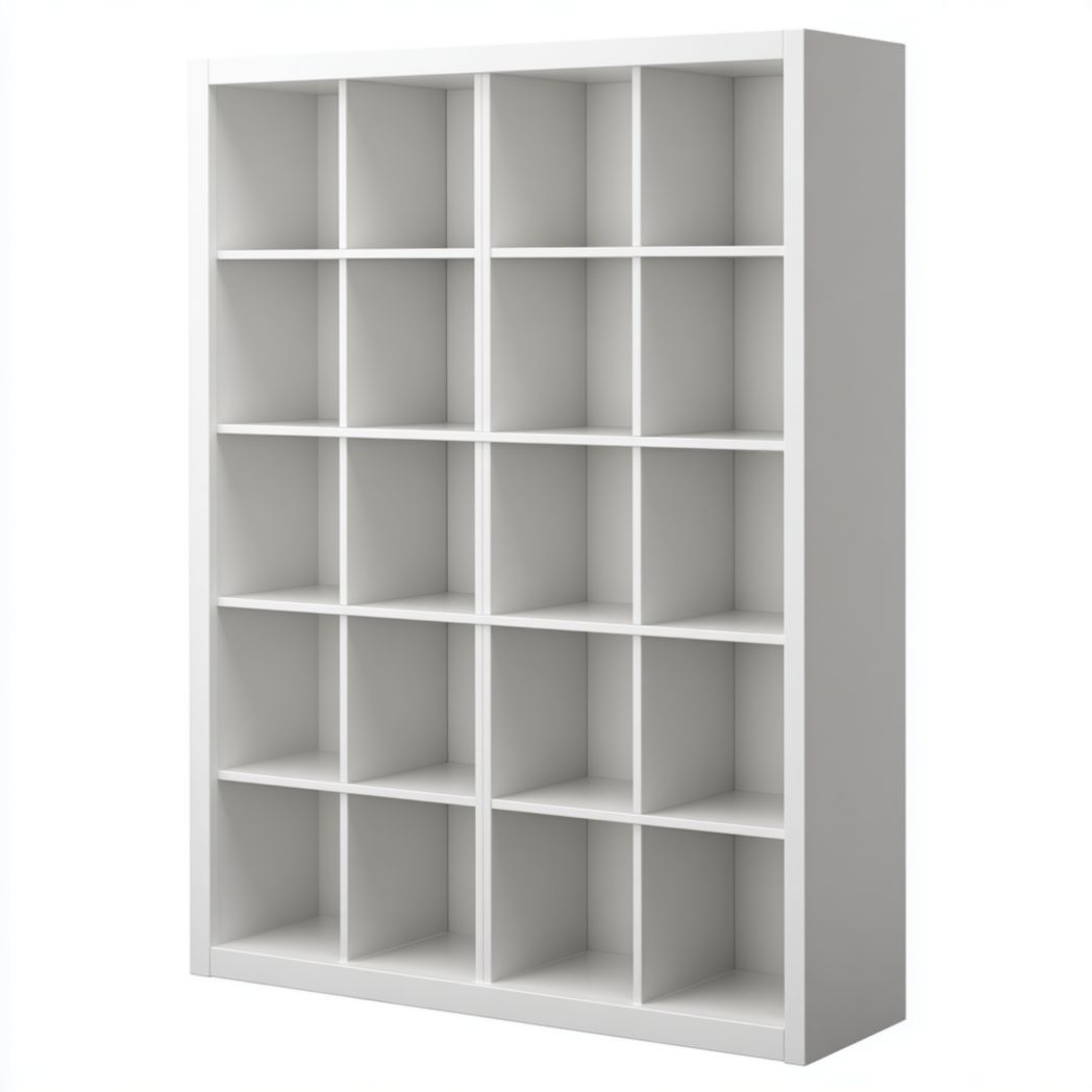 Bibliothèque en bois blanc à casiers multiples