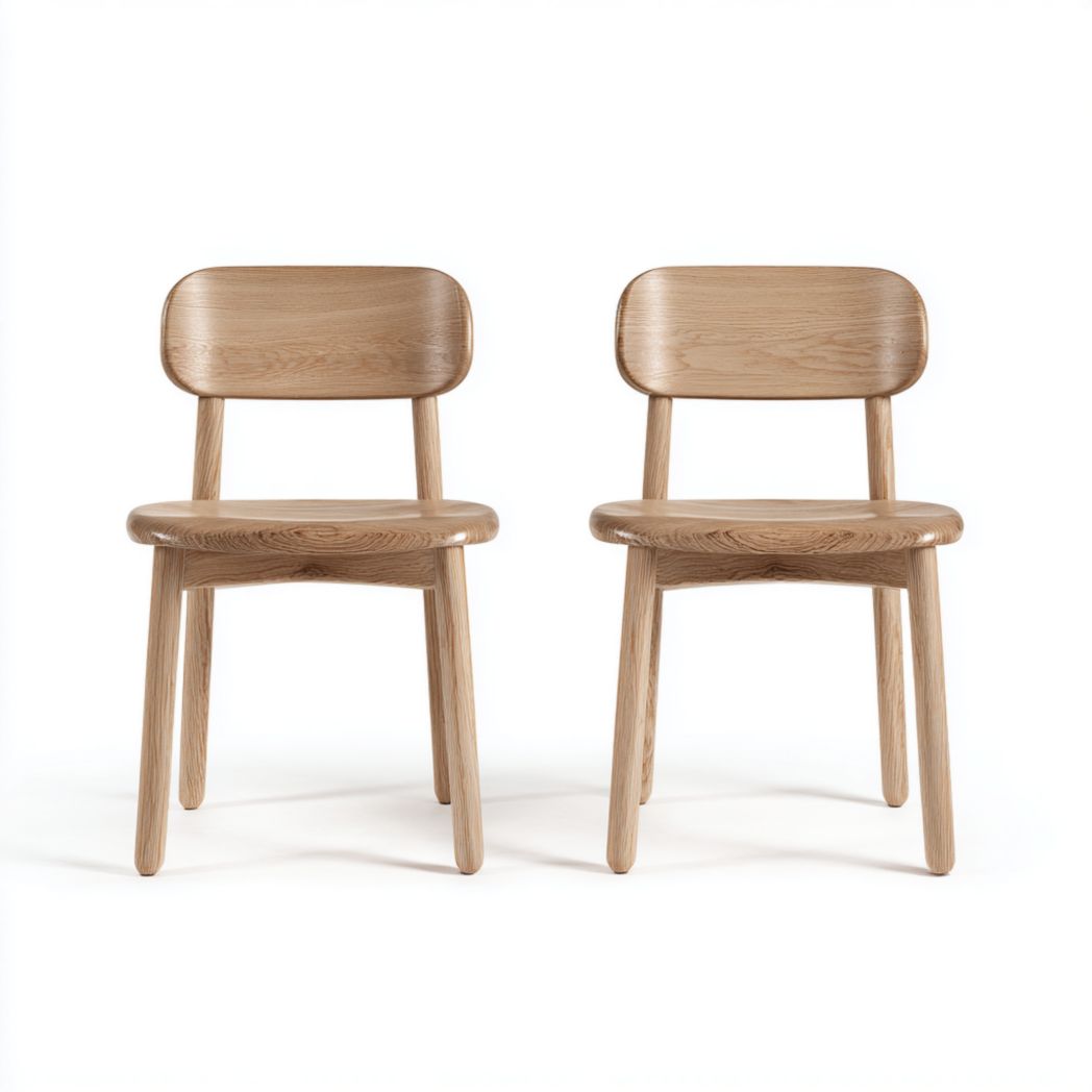 Lot de 2 chaises de salle à manger en bois massif couleur naturelle