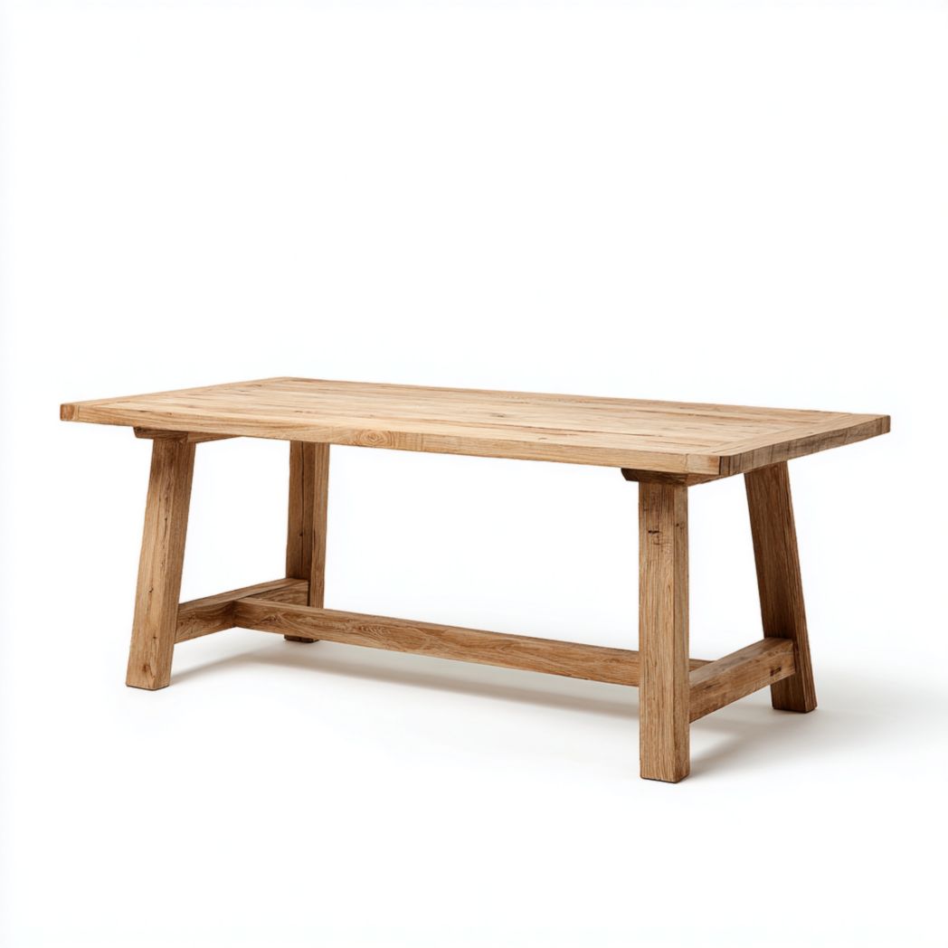 Table de jardin rectangulaire en bois massif couleur naturelle