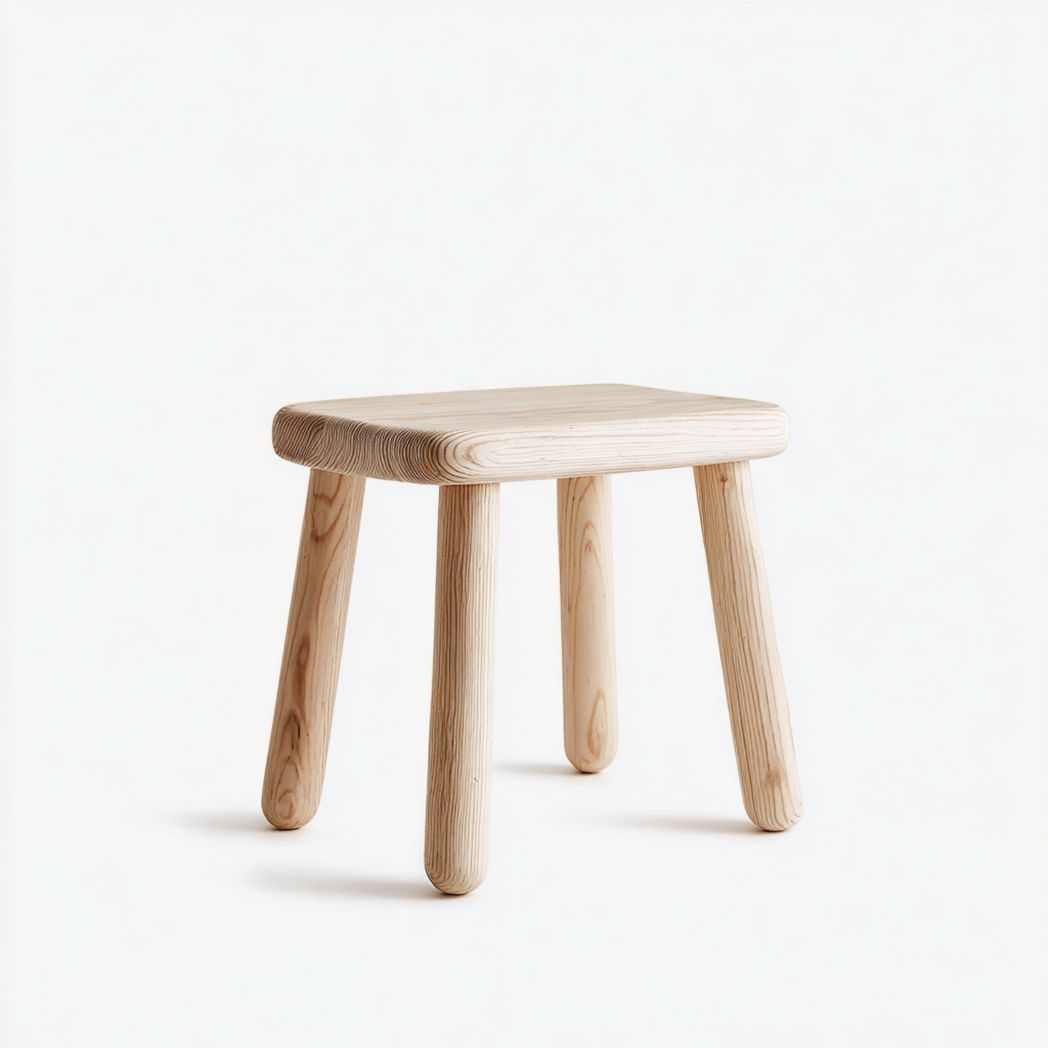 Tabouret carré en bois naturel à quatre pieds