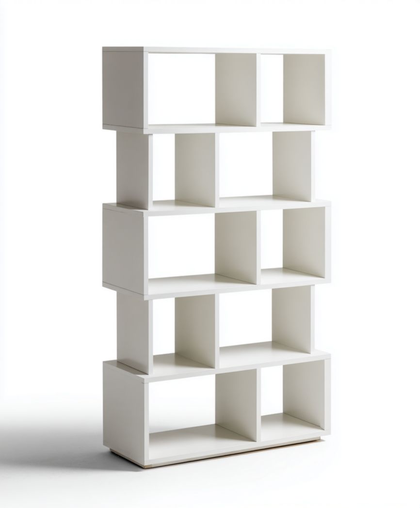 Bibliothèque modulaire en bois blanc à casiers ouverts