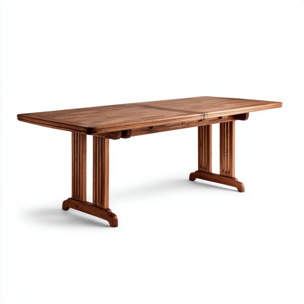 Table à manger rectangulaire en bois massif brun