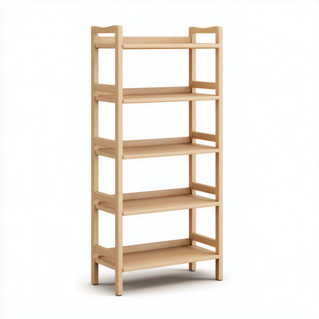Étagère en bois naturel à cinq niveaux ouverts