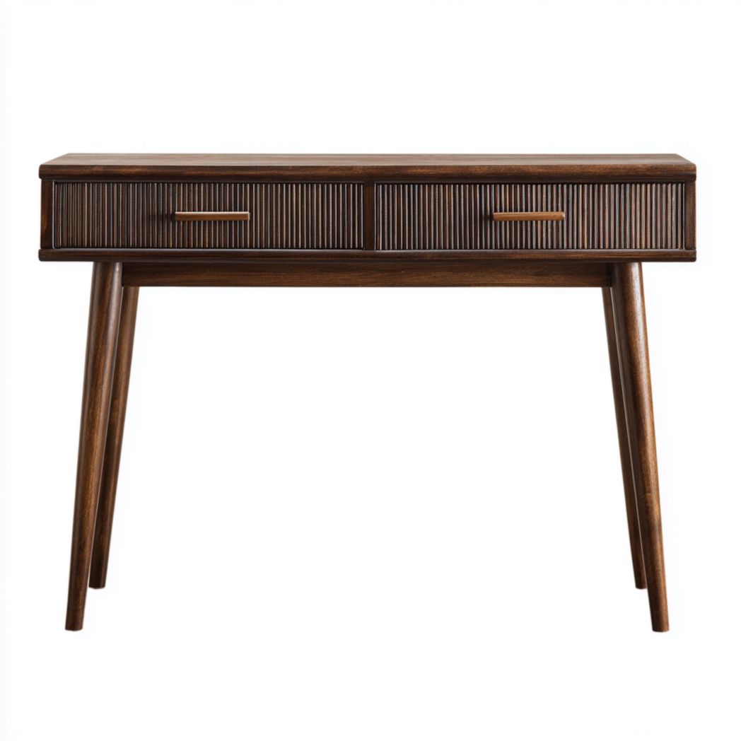 Console en noyer foncé à deux tiroirs