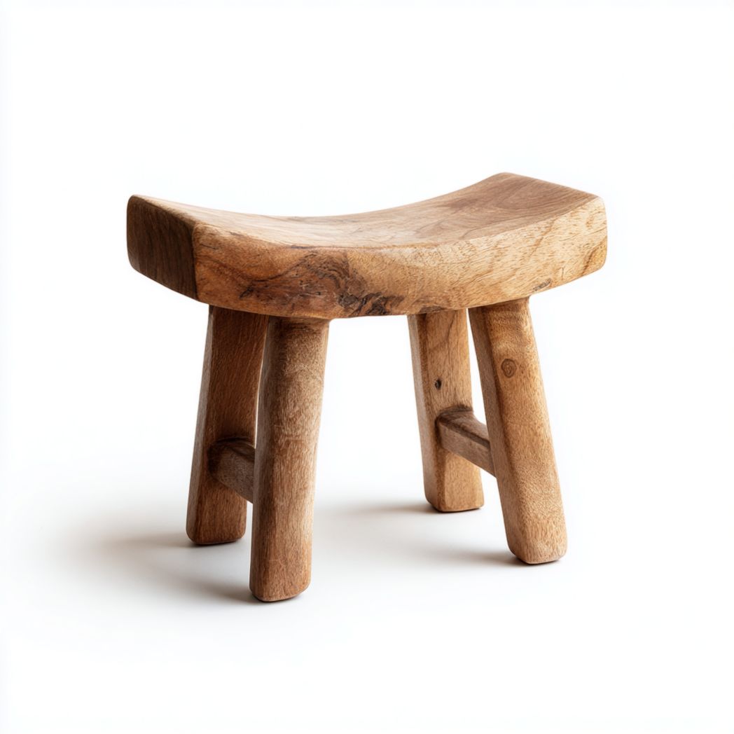 Tabouret en bois avec assise courbée couleur naturelle