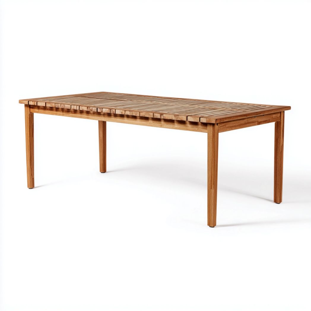 Table de jardin rectangulaire en teck naturel