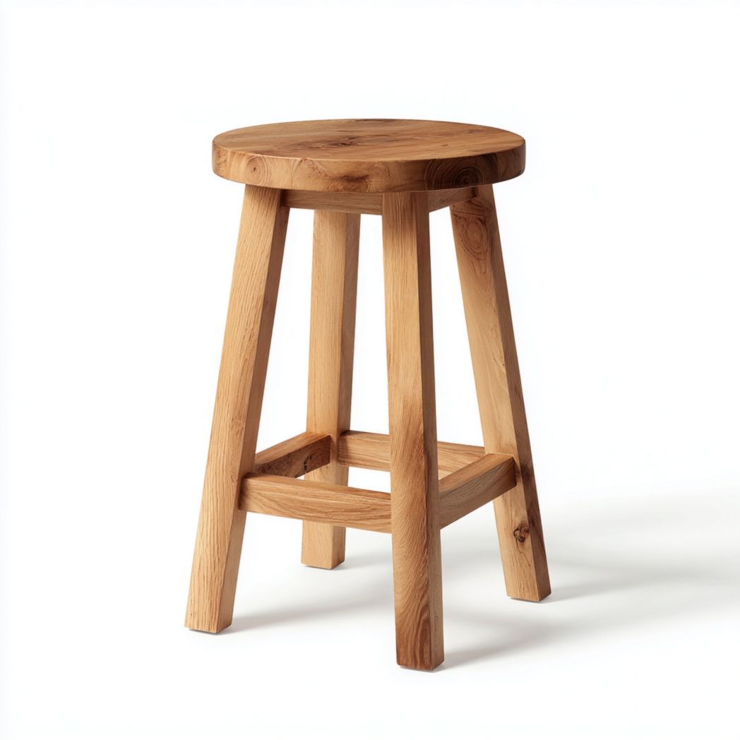 Tabouret haut rond en bois naturel
