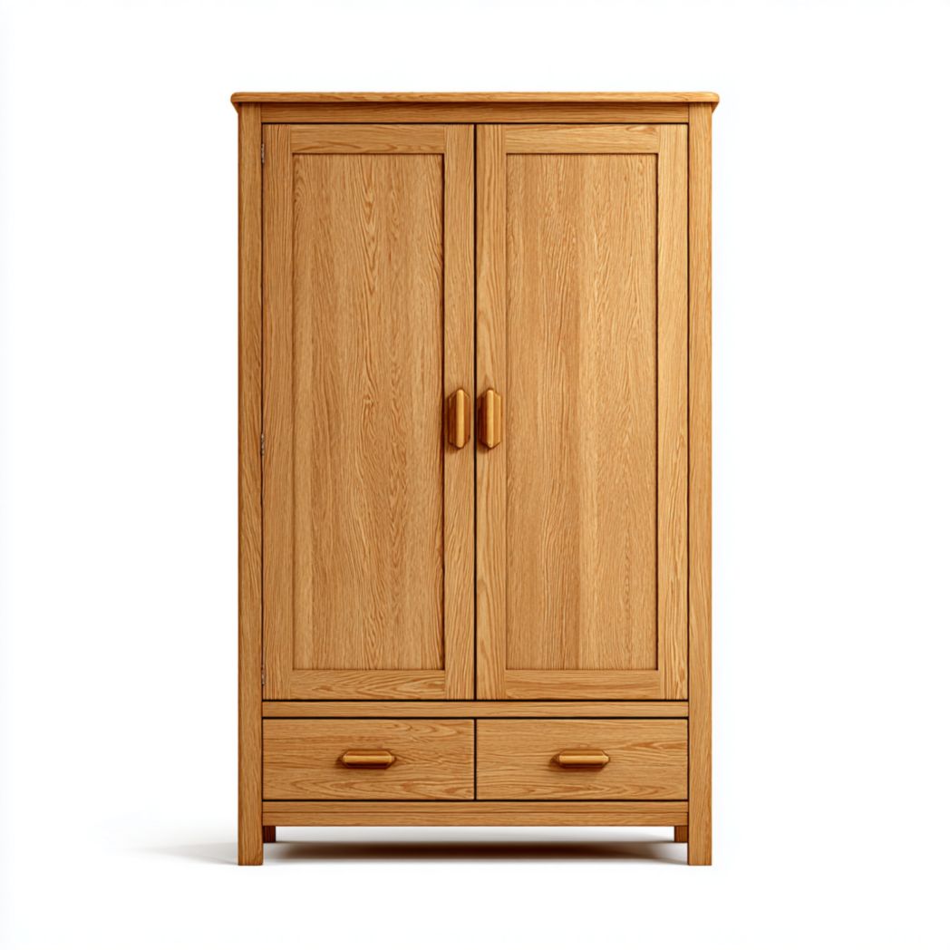 Armoire en bois naturel à deux portes et deux tiroirs