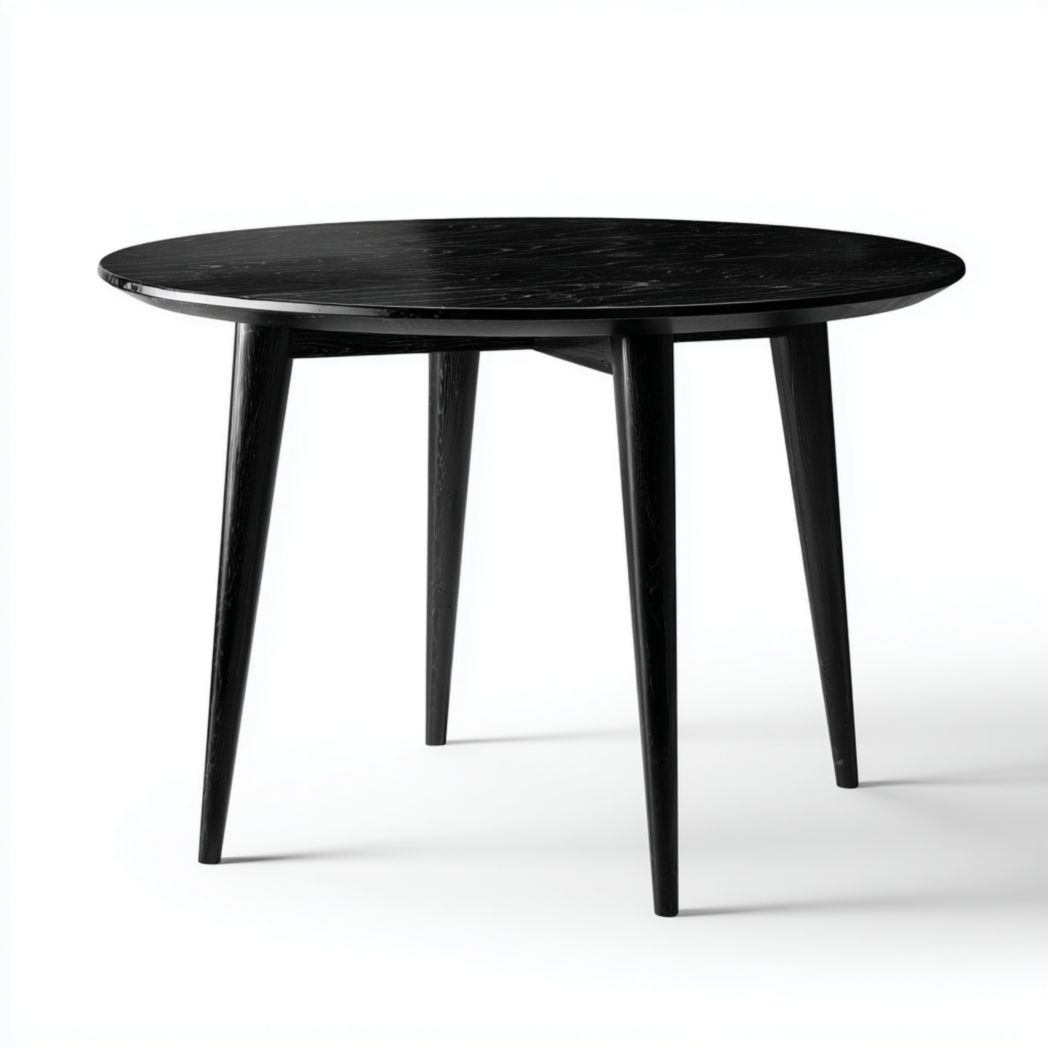 Table de jardin ronde en bois noir