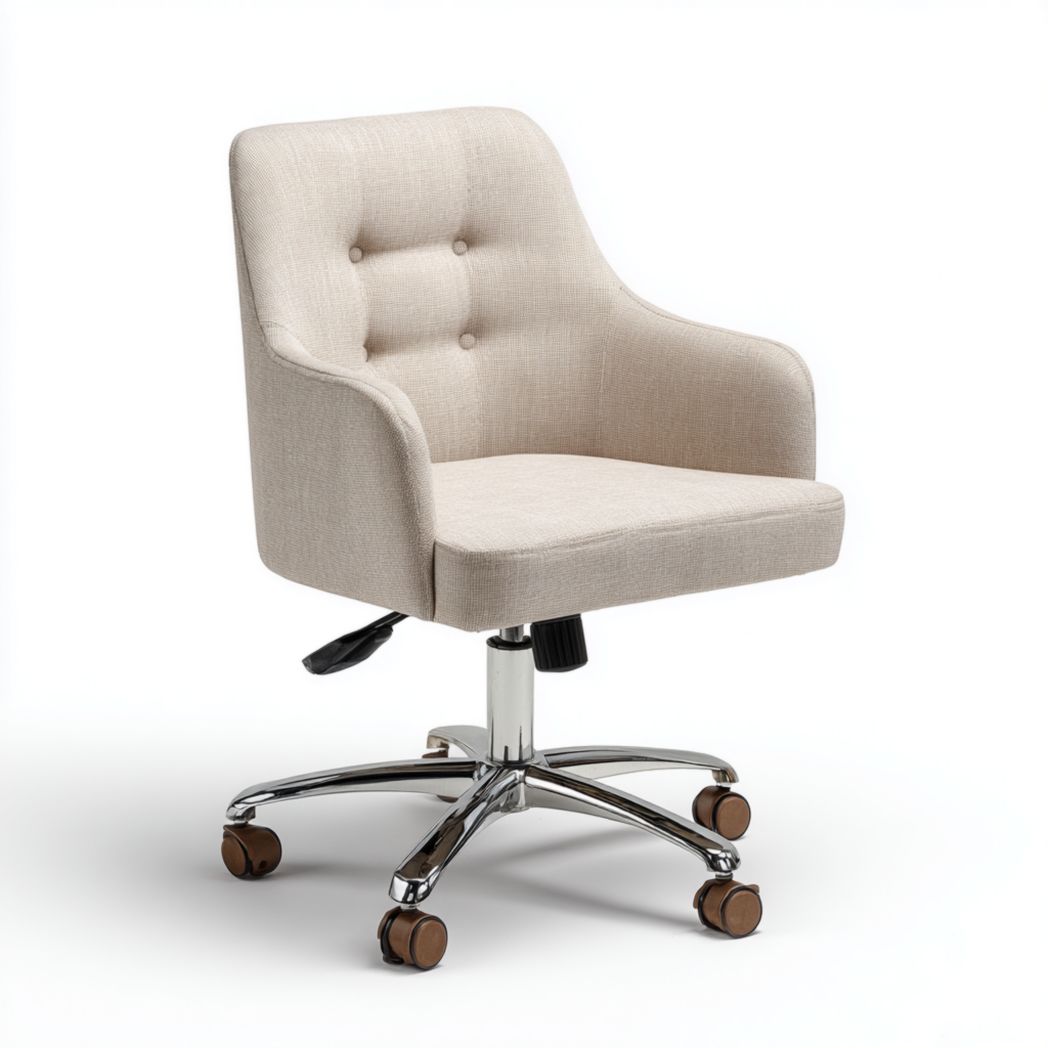 Chaise de bureau pivotante en tissu beige