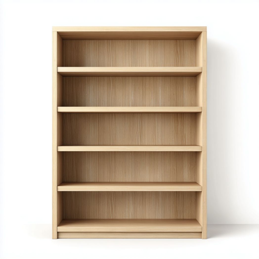 Étagère bibliothèque en bois naturel à cinq niveaux