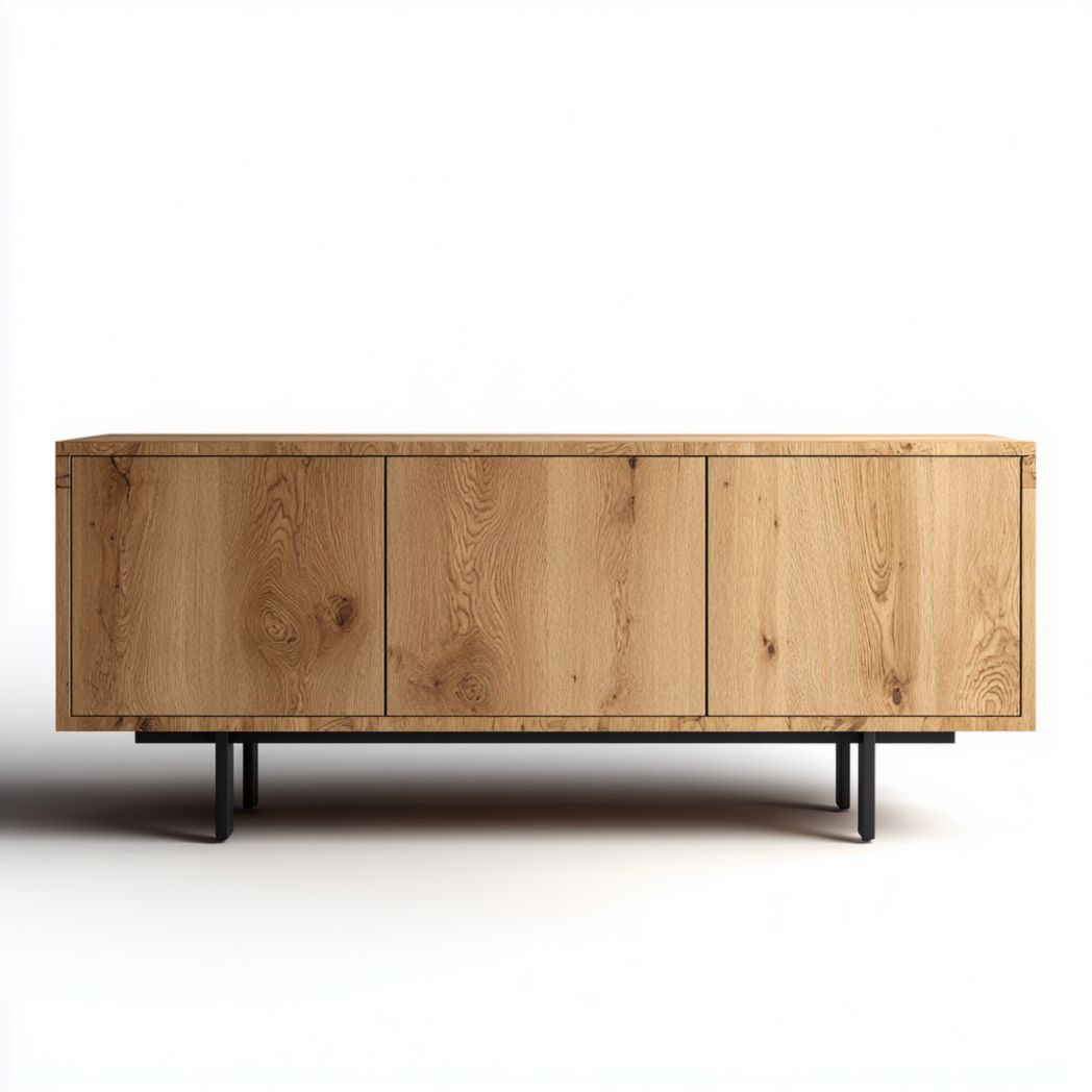 Meuble TV en chêne naturel à trois portes