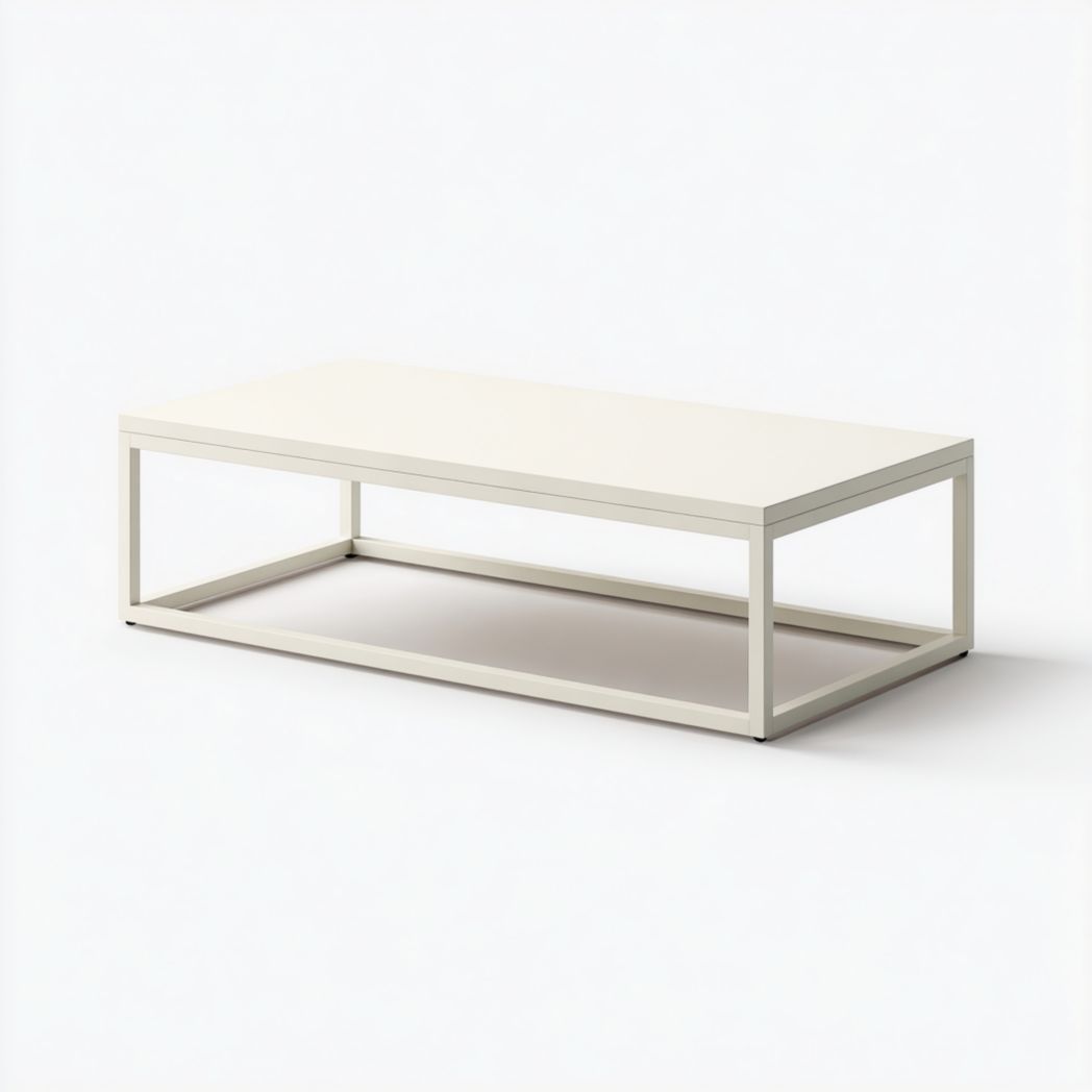 Table de jardin rectangulaire en métal blanc