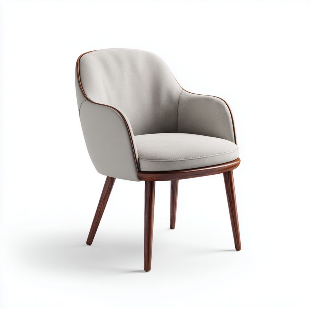 Chaise de salle à manger en bois et cuir gris