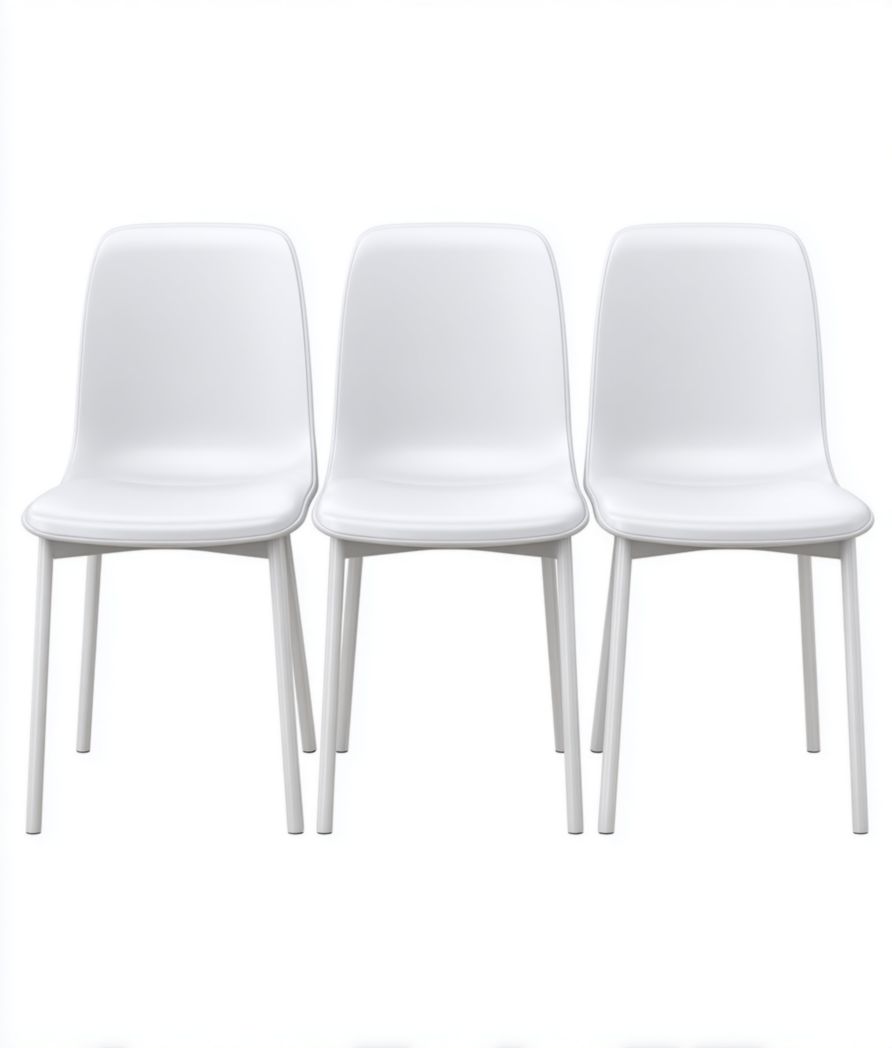 Lot de 3 chaises de salle à manger en plastique blanc