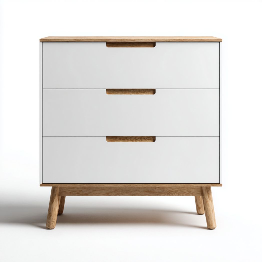 Meuble à chaussures bois blanc et chêne 3 tiroirs