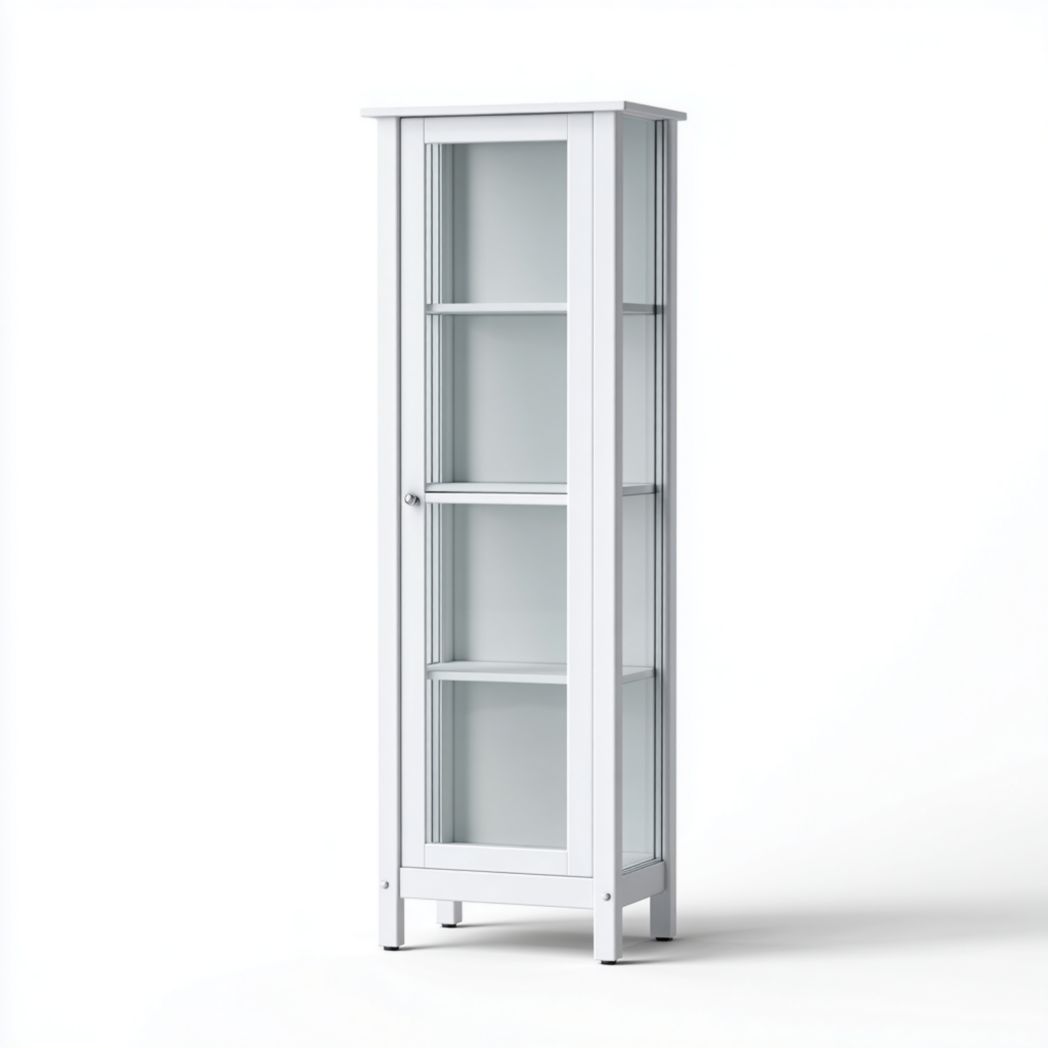 Vitrine blanche avec porte vitrée unique