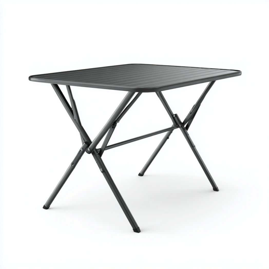 Table de jardin pliante carrée en aluminium gris foncé