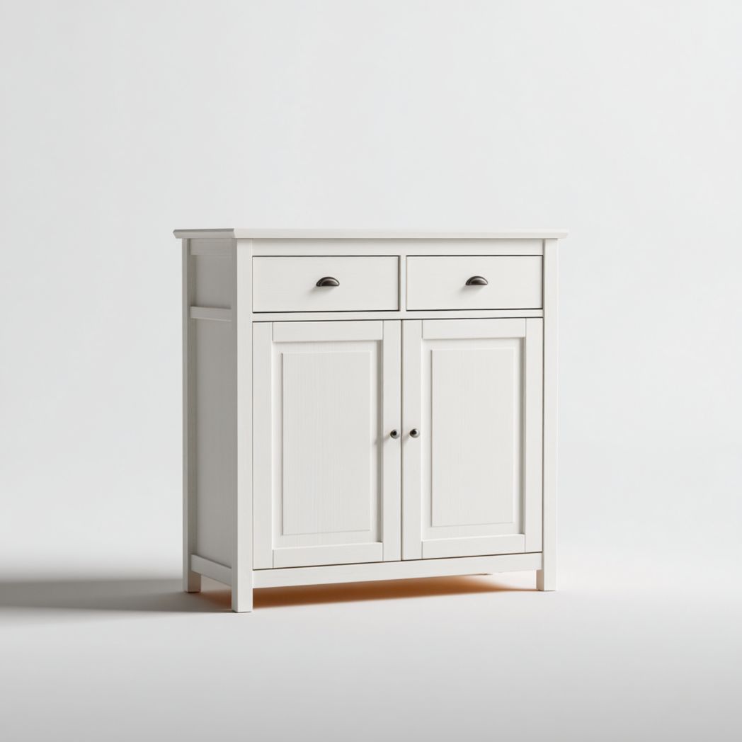 Meuble à chaussures bois blanc 2 portes 2 tiroirs