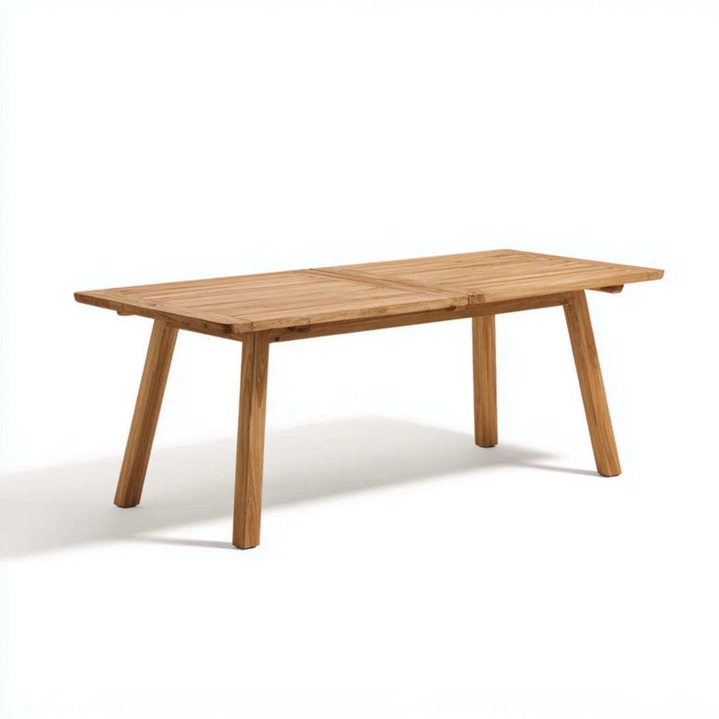 Table de jardin rectangulaire en bois massif teinte naturelle