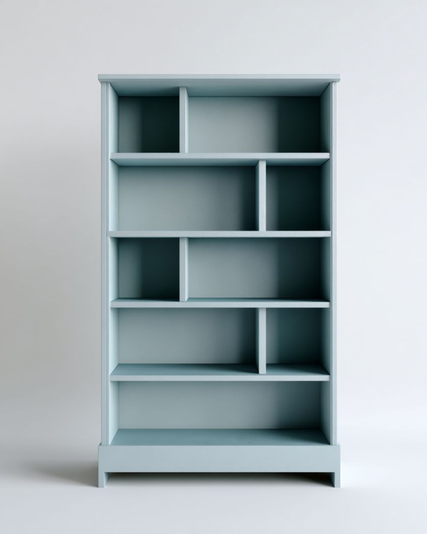 Étagère en bois bleu clair à compartiments ouverts