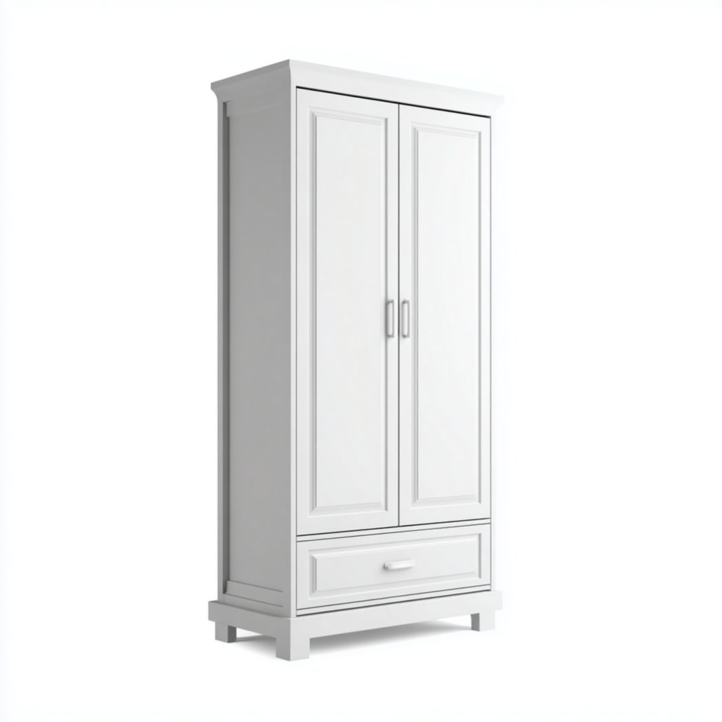 Armoire deux portes avec tiroir｜structure en bois blanc